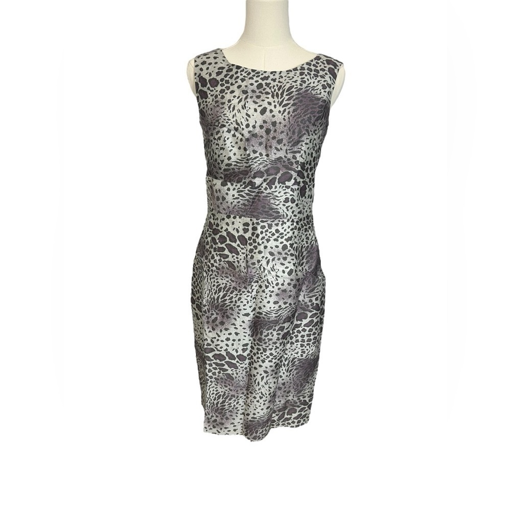 Santorelli Linen Blend Animal Print Sheath Pencil Dress Vacation Size 6 - Picture 2 of 12
